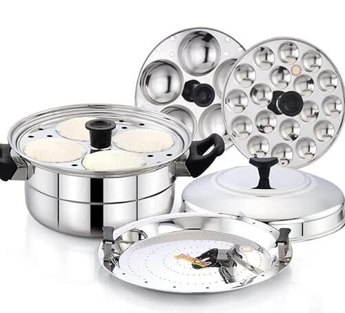 Diamond Stainless Steel Multi Steamer Pot (2 idli plates/9 idlis, 1Mini Idli Plate/And 1 Multi Purpose Steamer/Idiyappam Steamer Plate)(9 Idlis)