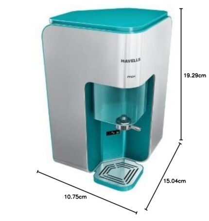 Havells MAX Water Purifier, First corner mounting design (Patented), Copper+Zinc+pH Balance with natural minerals, 7 stage Purification, RO+UV Purification tech., 7 L Transparent tank (White & green)