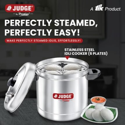Judge by Prestige Stainless Steel Idli Cooker with 6 Plates,1.5 Litre