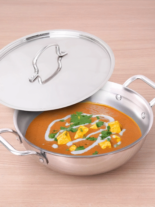 Triware by TheSmartStore.in Triply Stainless Steel Kadai with Lid 4.5 ltrs L, 30 cm, Kadai for Cooking, Induction & Gas Stove Compatible| 10 years Repalcement Warranty on the product