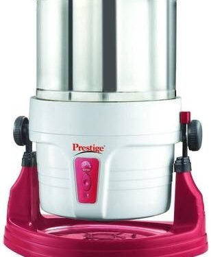 Prestige Wet Grinder PWG 01 Wet Grinder, 2 L (White/ Red) with Tilting Drum, Cocunut Scraper and Atta Kneader Attachment, 200W