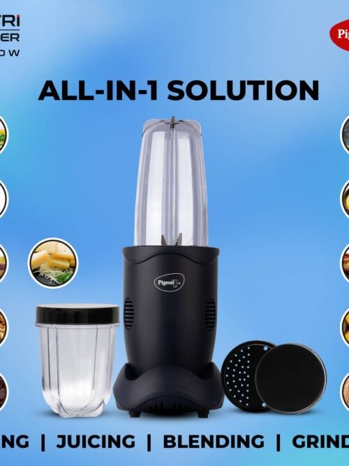 Pigeon NUTRI MASTER 400 W Juicer Mixer Grinder (16466 | 2 Jars | Black)