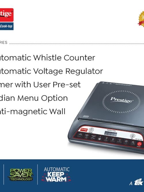 Prestige PIC 20 WIZ 1600W Induction Cooktop(Black, Automatic Whistle Counter, Indian Menu Option)
