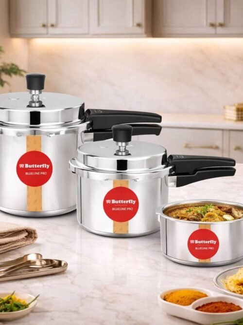 Butterfly Blueline PRO 2L, 3L & 5L combo of 100% stainless steel 2 L, 3 L, 5 L Induction Bottom Pressure Cooker (Stainless Steel)