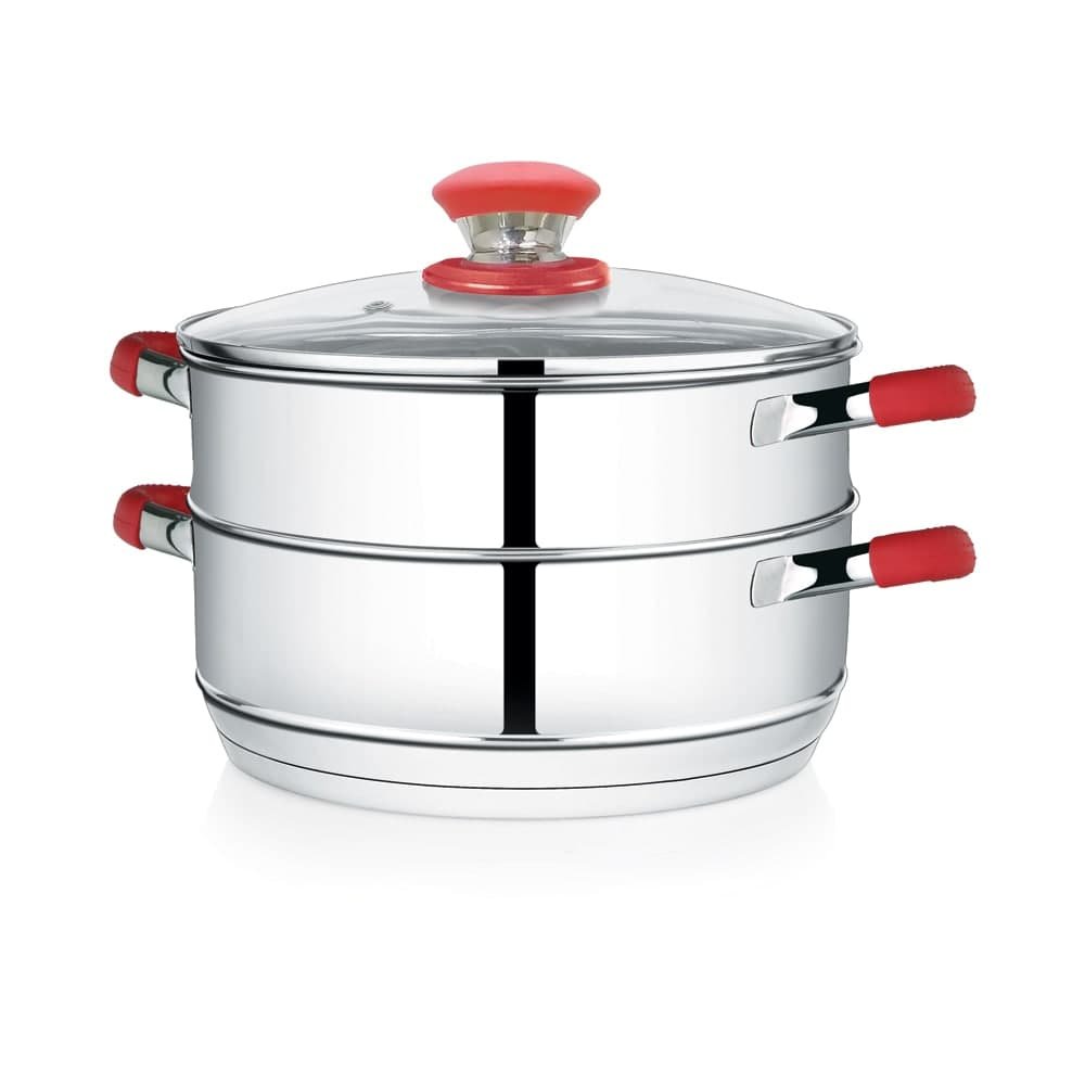 Premier-Stainless-Steel-Induction-Bottom-2-Tier-Steamer-with-glass-lid