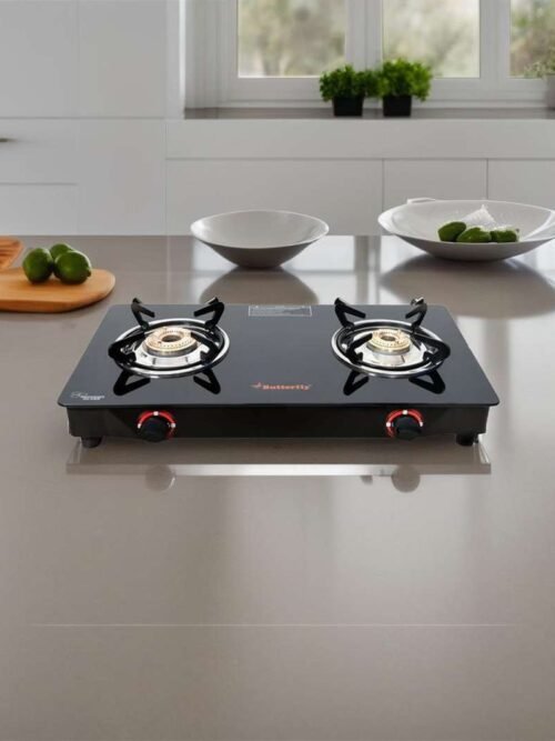 BUTTERFLY DUO Glass Manual Gas Stove (2 Burners)